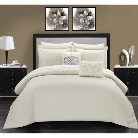 FIXTURESFIRST Hadley Comforter Set - Queen Size- Beige - 9 Piece FI2542041